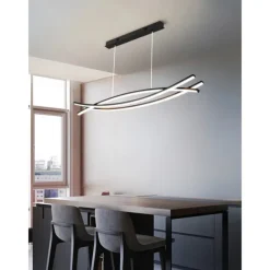 100 cm LED Pendant Light Line Design Metal Artistic Style Modern Chandelier Modern Simple Nordic Minimalist Light Luxury Restaurant Long Bar Table Dining Room 110-120V 220-240V