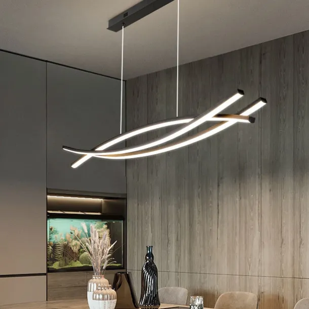 100 cm LED Pendant Light Line Design Metal Artistic Style Modern Chandelier Modern Simple Nordic Minimalist Light Luxury Restaurant Long Bar Table Dining Room 110-120V 220-240V