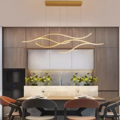 100/120 cm LED Pendant Light Wave Design Line Design Black Gold Metal Artistic Style Modern Style Office, Shops Stylish Painted Finishes Artistic LED 110-120V 220-240V