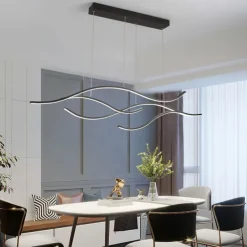 100/120 cm LED Pendant Light Wave Design Line Design Black Gold Metal Artistic Style Modern Style Office, Shops Stylish Painted Finishes Artistic LED 110-120V 220-240V