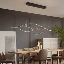100/120 cm LED Pendant Light Wave Design Line Design Black Gold Metal Artistic Style Modern Style Office, Shops Stylish Painted Finishes Artistic LED 110-120V 220-240V