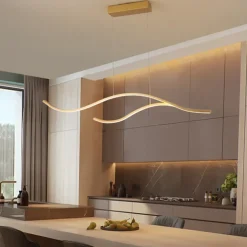 100/120 cm LED Pendant Light Wave Design Line Design Black Gold Metal Artistic Style Modern Style Office, Shops Stylish Painted Finishes Artistic LED 110-120V 220-240V
