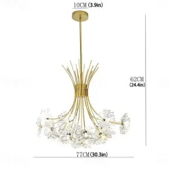 77 cm Modern Firework Chandeliers 19 Lights Crystal Dandelion Chandelier Pendant Lights Fixtures Sputnik Globe Design Artistic Nordic Style Living Room Bedroom Restaurant Flower Design