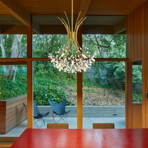 77 cm Modern Firework Chandeliers 19 Lights Crystal Dandelion Chandelier Pendant Lights Fixtures Sputnik Globe Design Artistic Nordic Style Living Room Bedroom Restaurant Flower Design