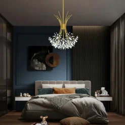 77 cm Modern Firework Chandeliers 19 Lights Crystal Dandelion Chandelier Pendant Lights Fixtures Sputnik Globe Design Artistic Nordic Style Living Room Bedroom Restaurant Flower Design