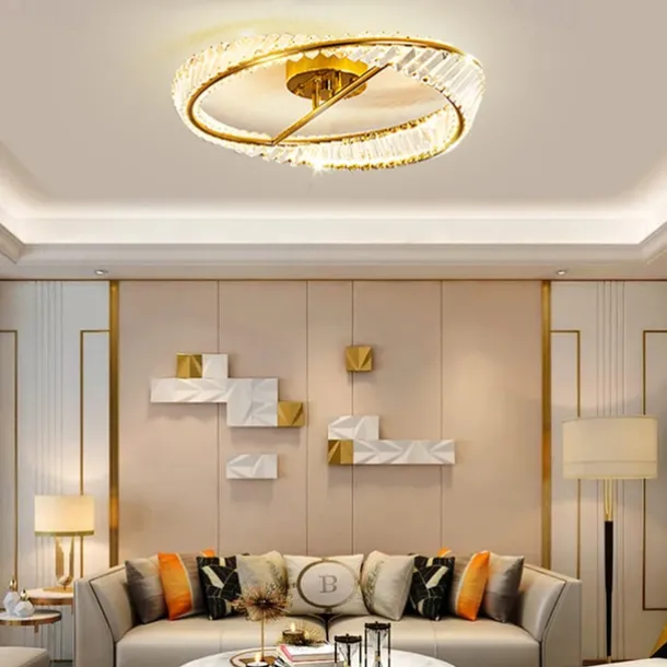 60 cm Nordic Style Ceiling Light LED Crystal Copper Modern Living Room 220-240V