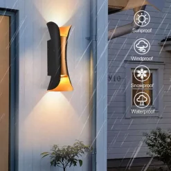 30/40 cm Plus Large Outdoor LED Wall Light 20W / 30W Various Color Temperature Lighting Modern Black Gold Courtyard Wall Lamp Suitable for Terrace Garage Balcony AC85-265V