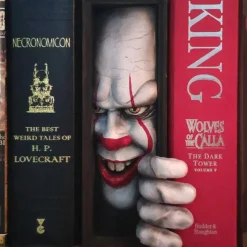 19.8 cm Shiny Library Sculpture, Halloween Decorations, Monster, Personalised Bookend, Peeping on The Bookshelf, Resin Desktop Sculpture Decoration
