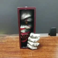 19.8 cm Shiny Library Sculpture, Halloween Decorations, Monster, Personalised Bookend, Peeping on The Bookshelf, Resin Desktop Sculpture Decoration