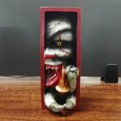 19.8 cm Shiny Library Sculpture, Halloween Decorations, Monster, Personalised Bookend, Peeping on The Bookshelf, Resin Desktop Sculpture Decoration
