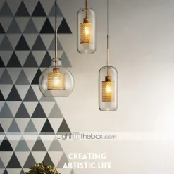 30 cm Single Design Pendant Light LED Modern Nordic Style Glass Cylinder Electroplated Lsland Lights Shops / Cafes Dining Room Lights Gift for Family Friends 110-120V 220-240V
