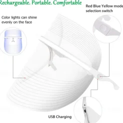 3 Colors Led Facial Mask Led Korean Photon Therapy Face Mask Machine Light Therapy Acne Mask Neck Beauty Led Mask