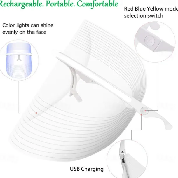 3 Colors Led Facial Mask Led Korean Photon Therapy Face Mask Machine Light Therapy Acne Mask Neck Beauty Led Mask