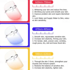 3 Colors Led Facial Mask Led Korean Photon Therapy Face Mask Machine Light Therapy Acne Mask Neck Beauty Led Mask