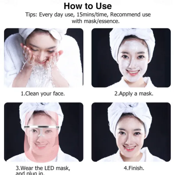3 Colors Led Facial Mask Led Korean Photon Therapy Face Mask Machine Light Therapy Acne Mask Neck Beauty Led Mask