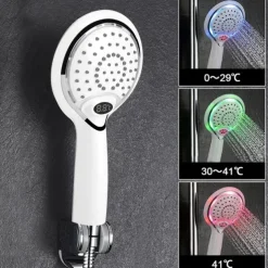 3 Colors Led Shower Head With Temperature Digital Display Water Powered LCD Shower Spray