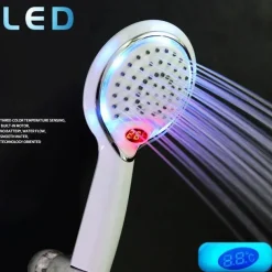 3 Colors Led Shower Head With Temperature Digital Display Water Powered LCD Shower Spray