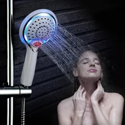 3 Colors Led Shower Head With Temperature Digital Display Water Powered LCD Shower Spray