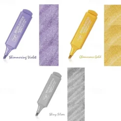 8 Colors Metallic Highlighter Set Oblique Tip Water-Based Shiny Glitter Color Marker Highlight Pen School Office Supplies