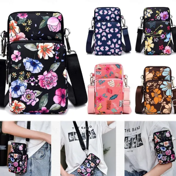18 Colors Multi-function Mini Mobile Phone Bag 3 Layers Zipper Pockets Coin Purse Key Case Crossbody Sports Bag
