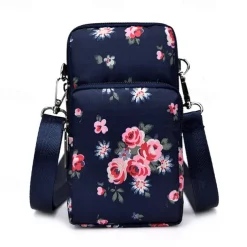 18 Colors Multi-function Mini Mobile Phone Bag 3 Layers Zipper Pockets Coin Purse Key Case Crossbody Sports Bag