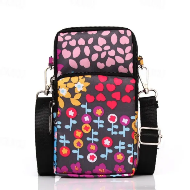 18 Colors Multi-function Mini Mobile Phone Bag 3 Layers Zipper Pockets Coin Purse Key Case Crossbody Sports Bag
