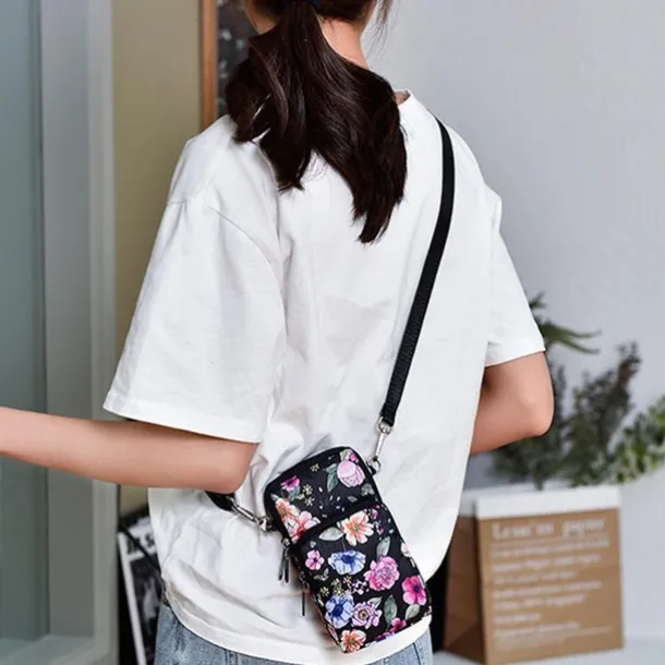 18 Colors Multi-function Mini Mobile Phone Bag 3 Layers Zipper Pockets Coin Purse Key Case Crossbody Sports Bag