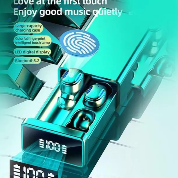 4 Colors Stereo TWS Wireless Bluetooth 5.2 Headset Waterproof Sport Earphones Mini In Ear Earbuds CVC8.0 Noise Cancelling Headphones with Mic LED Display Charging Box for Smartphones