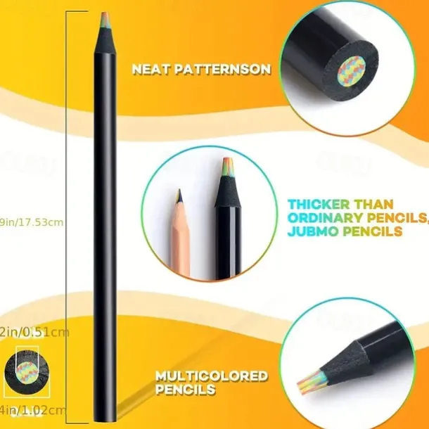 8 Colours Rainbow Pencils Jumbo Colouring Pencils For Adults And Children Multi-Coloured Pencils For Art Drawing Colouring Sketching