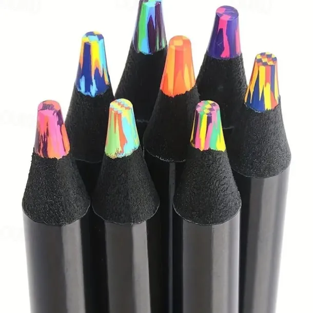 8 Colours Rainbow Pencils Jumbo Colouring Pencils For Adults And Children Multi-Coloured Pencils For Art Drawing Colouring Sketching
