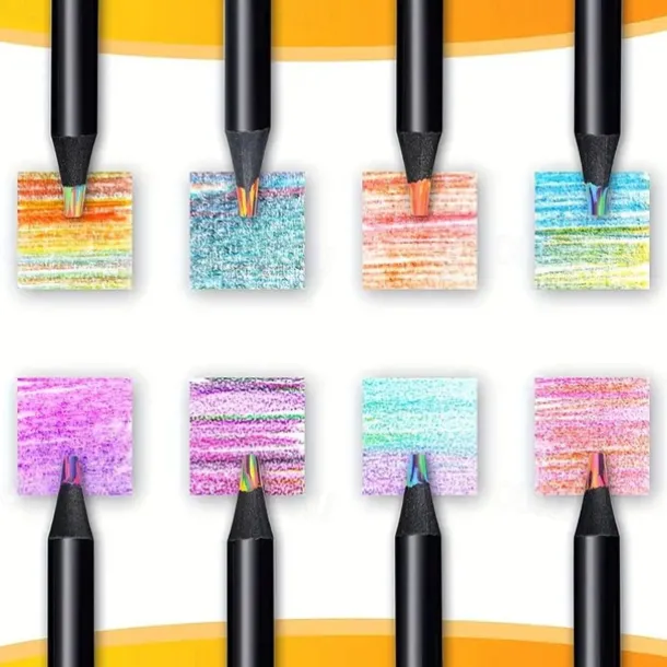 8 Colours Rainbow Pencils Jumbo Colouring Pencils For Adults And Children Multi-Coloured Pencils For Art Drawing Colouring Sketching