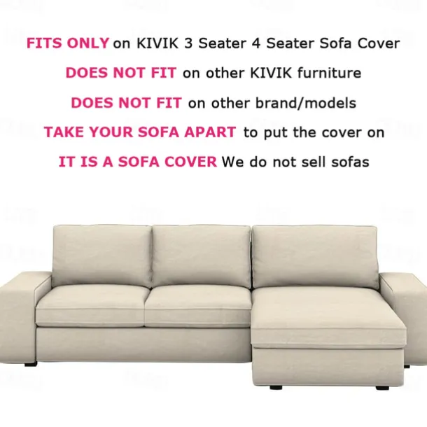 100% Cotton 3 Seater 4 Seater Sofa Cover with Armrests Solid Color Quilted Cotton Slipcovers KIVcover LITB PRIME cover