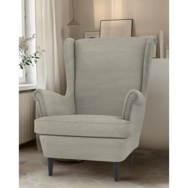 100% Cotton Cover For Wingback Chair Solid Color Quilted Slipcovers STANDcover LITB PRIME cover