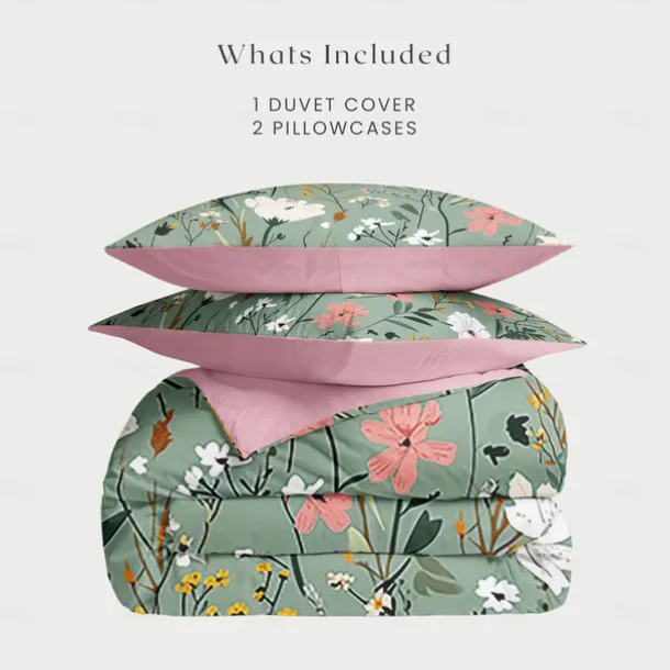100% Cotton Duvet Cover Set Floral Pattern Comforter Set Soft 3-Piece Luxury Bedding Set Home Decor Gift King Queen Full Sizehree Piece Set Inspired by William Morris