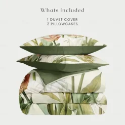 100% Cotton Floral Series Duvet Cover 3-Piece Set for Summer Soft Skin Friendly Long Lasting