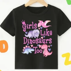 100% Cotton Kids Girls' Black Animal Cartoon T shirt Tee Crew Neck Short Sleeve Outdoor Daily Vacation Classic Casual Print Summer