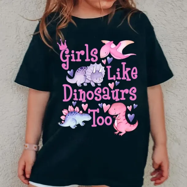 100% Cotton Kids Girls' Black Animal Cartoon T shirt Tee Crew Neck Short Sleeve Outdoor Daily Vacation Classic Casual Print Summer