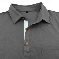100% Cotton Men's Polo Shirt Golf Polo Formal Work Classic Long Sleeve Color Block Button Summer Spring & Fall Army Green Dark Grey Black Burgundy Navy Blue Polo Shirt