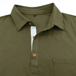 100% Cotton Men's Polo Shirt Golf Polo Formal Work Classic Long Sleeve Color Block Button Summer Spring & Fall Army Green Dark Grey Black Burgundy Navy Blue Polo Shirt