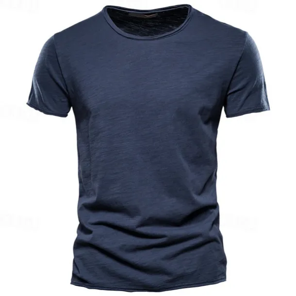 100% Cotton Men's T-shirt Fashion Cut Design Soild Tops Tees Short Sleeve Summer T Shirt For Men
