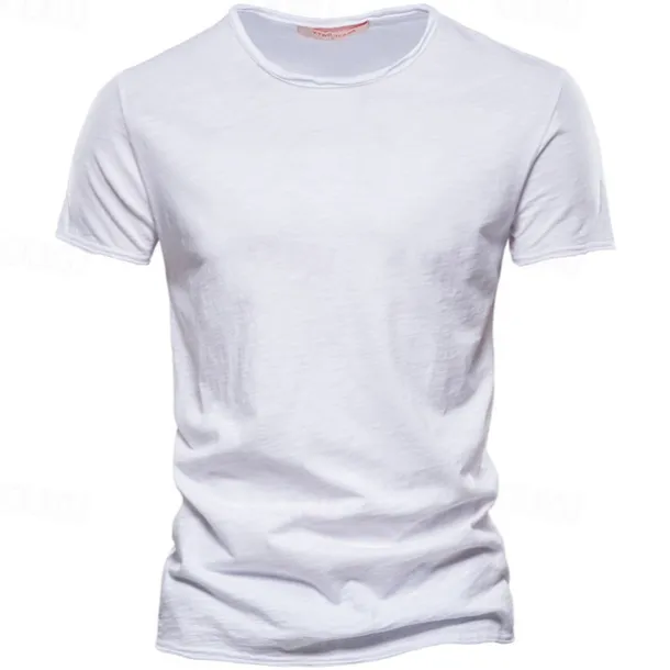 100% Cotton Men's T-shirt Fashion Cut Design Soild Tops Tees Short Sleeve Summer T Shirt For Men