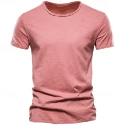 100% Cotton Men's T-shirt Fashion Cut Design Soild Tops Tees Short Sleeve Summer T Shirt For Men