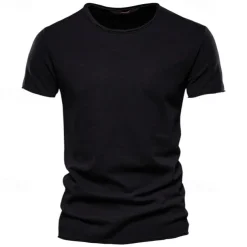 100% Cotton Men's T-shirt Fashion Cut Design Soild Tops Tees Short Sleeve Summer T Shirt For Men
