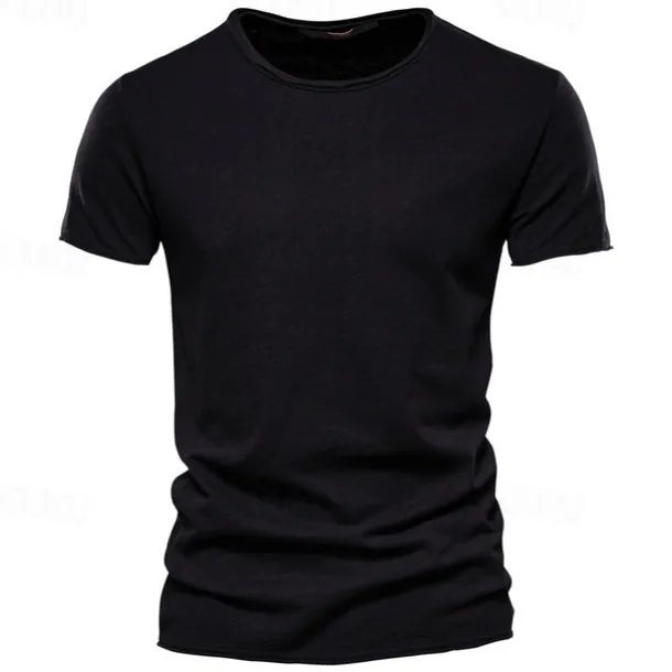 100% Cotton Men's T-shirt Fashion Cut Design Soild Tops Tees Short Sleeve Summer T Shirt For Men