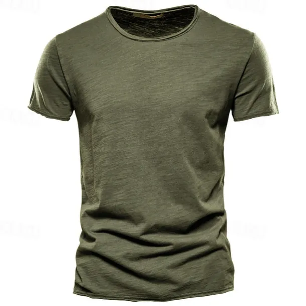 100% Cotton Men's T-shirt Fashion Cut Design Soild Tops Tees Short Sleeve Summer T Shirt For Men