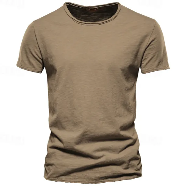 100% Cotton Men's T-shirt Fashion Cut Design Soild Tops Tees Short Sleeve Summer T Shirt For Men