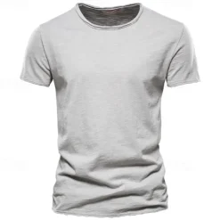 100% Cotton Men's T-shirt Fashion Cut Design Soild Tops Tees Short Sleeve Summer T Shirt For Men