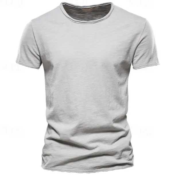 100% Cotton Men's T-shirt Fashion Cut Design Soild Tops Tees Short Sleeve Summer T Shirt For Men