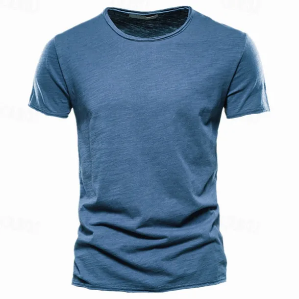 100% Cotton Men's T-shirt Fashion Cut Design Soild Tops Tees Short Sleeve Summer T Shirt For Men