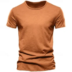 100% Cotton Men's T-shirt Fashion Cut Design Soild Tops Tees Short Sleeve Summer T Shirt For Men